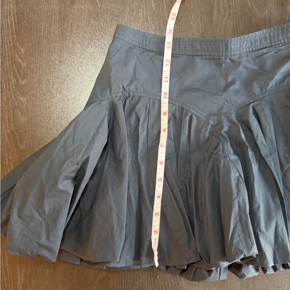 Flared Black Mini Skirt with Pleated Hem - Picture 5 of 6